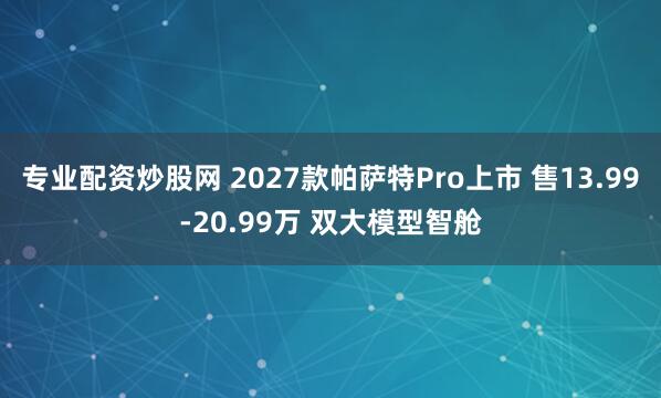 专业配资炒股网 2027款帕萨特Pro上市 售13.99-20.99万 双大模型智舱