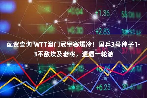 配资查询 WTT澳门冠军赛爆冷！国乒3号种子1-3不敌埃及老将，遭遇一轮游